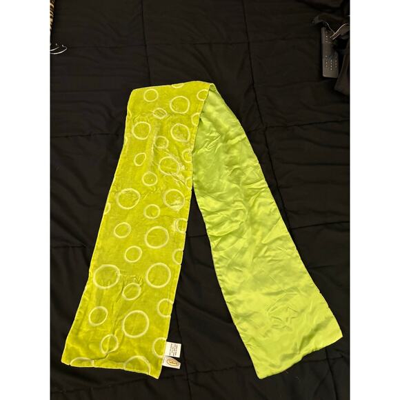 Talbots Silk Blend Velvet Scarf Chartreuse Green Soft & Plush - Picture 5 of 5